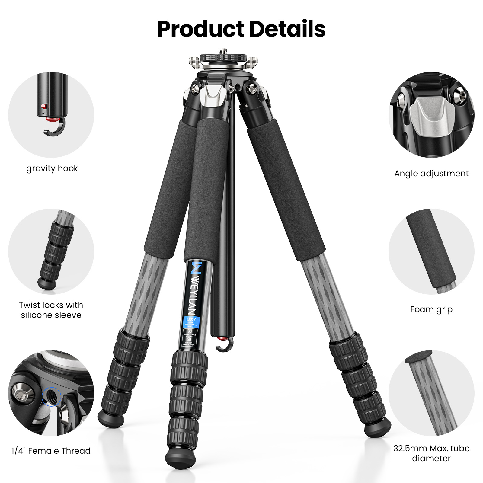 Штатив WEYLLAN UX7 из углеродн – обзор и цена Camera Tripod Carbon