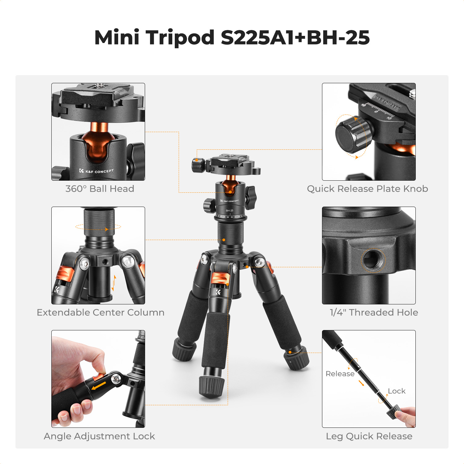 Настольный мини-штатив K&F CON – обзор и цена Camera Tripod Carbon